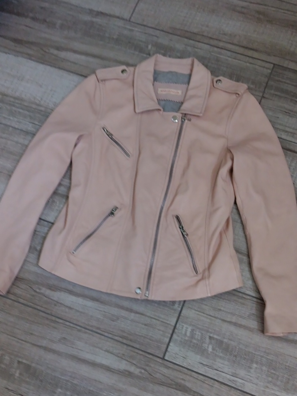 REBECCA TAYLOR..BLUSH LAMBSKIN MOTO JACKET